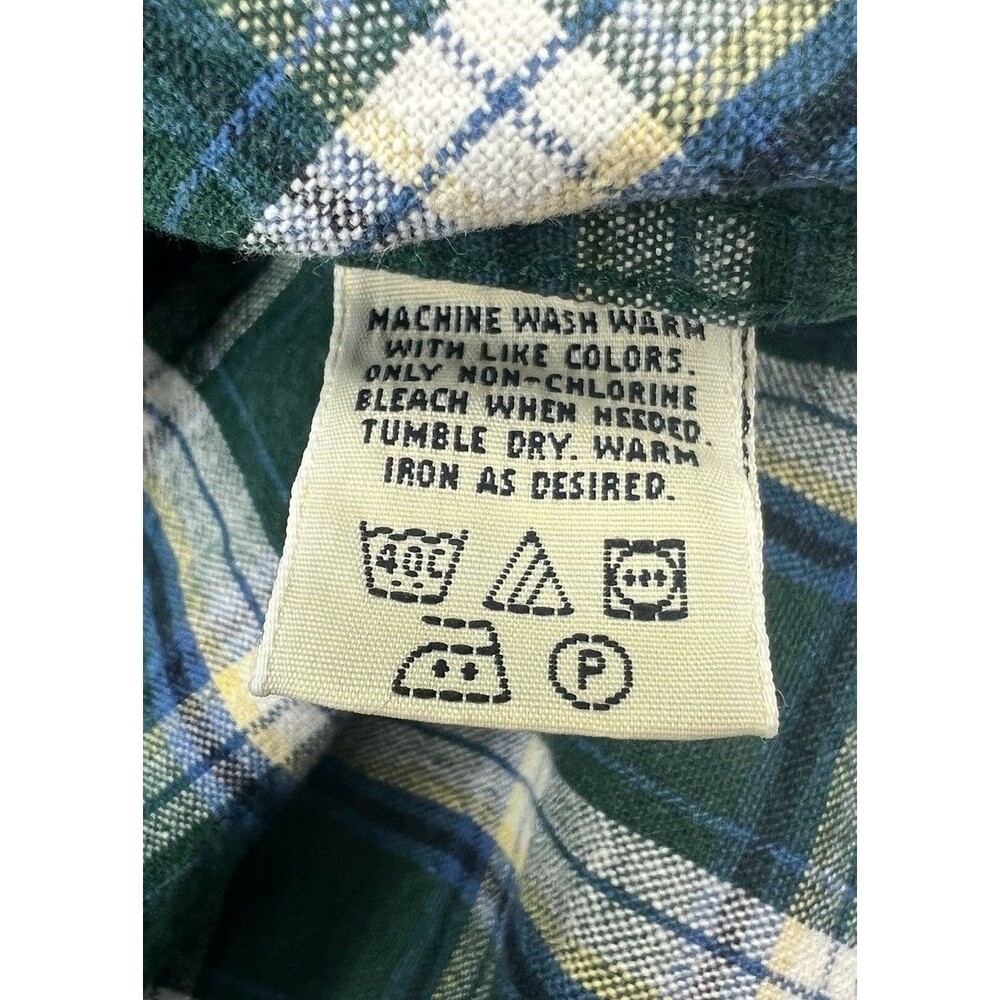 Eddie Bauer Mens L Tall Green Plaid Button Front Shirt 100% Cotton Preppy - Picture 5 of 8